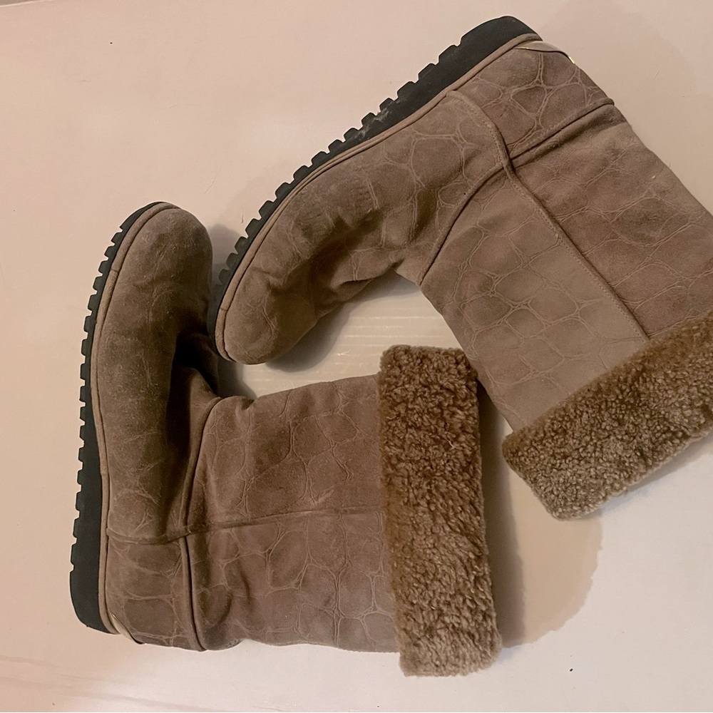STUART WEITZMAN Suede stamped cozy boots